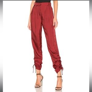 Tibi Mendini Skinny-leg Shirred Twill Pants W/ Drawstring Size 6